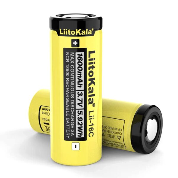 Li-Ion-Ricaricabile LiitoKala - 18500-3.7V-1600mAh - Lii-16C - 3A - immagine 4